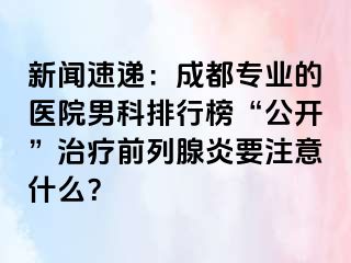 新闻速递：天津专业的医院男科排行榜“公开”治疗前列腺炎要注意什么？